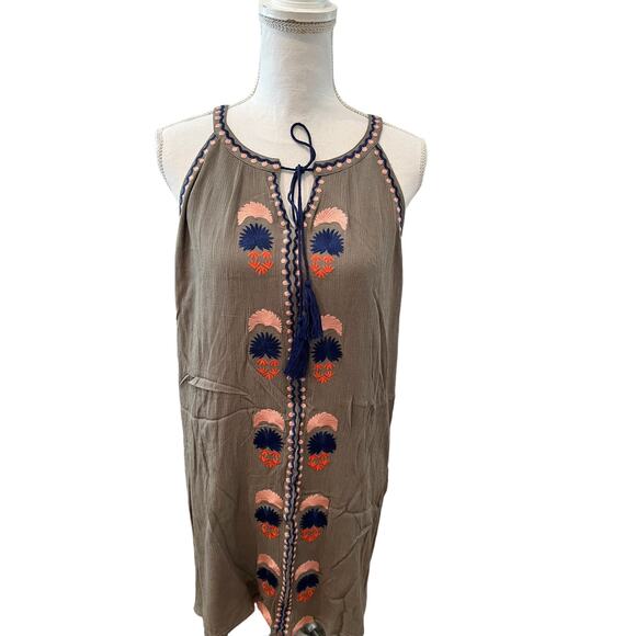 THML Embroidered Sleeveless Mini Dress Olive Green Plus Size 2X - Picture 1 of 6